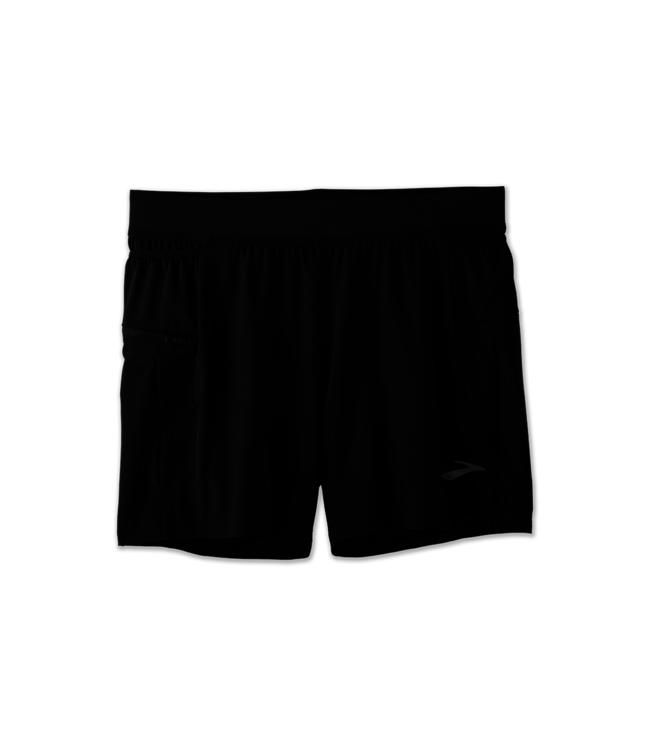 Brooks Sherpa 5-inch 2-in-1 running shorts in solid black with elastic waistband