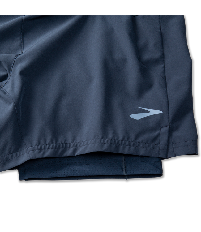 Brooks Sherpa 5-inch 2-in-1 men's running shorts in steel navy with liner