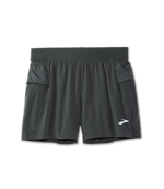 Brooks Sherpa 5-inch 2-in-1 men's running shorts in steel gray with side pockets