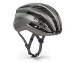 MET Trenta 3K Carbon MIPS cycling helmet in silver metallic finish with carbon fiber details