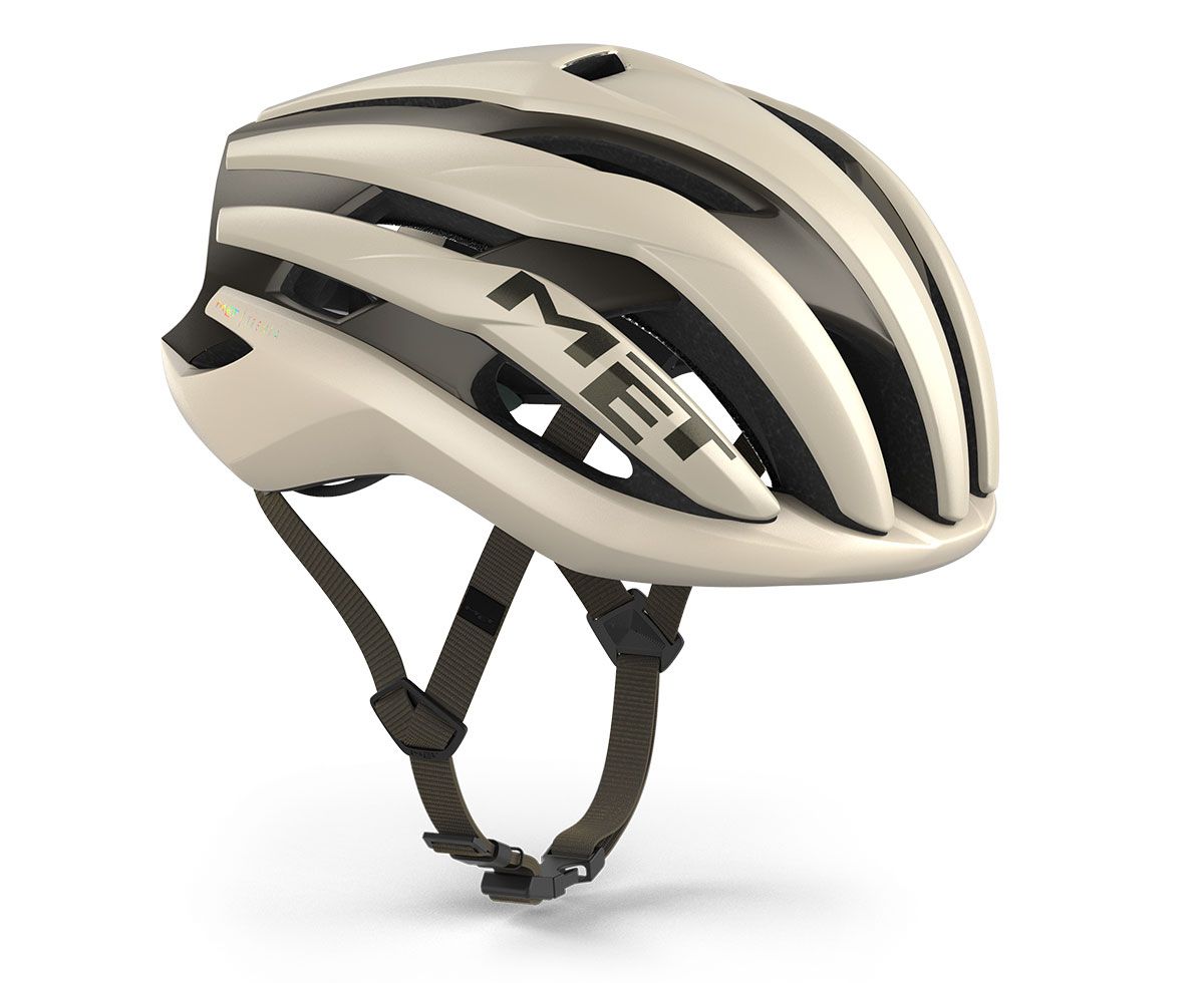 MET Trenta MIPS cycling helmet in white and black with aerodynamic design