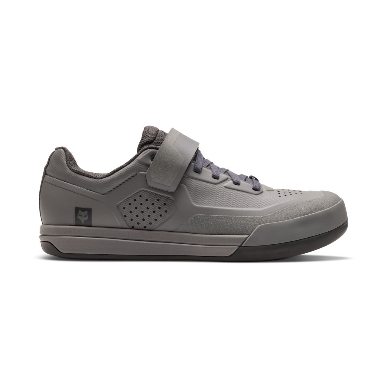 Fox Racing Union Clipless MTB Shoes in mocha gray colorway with velcro strap