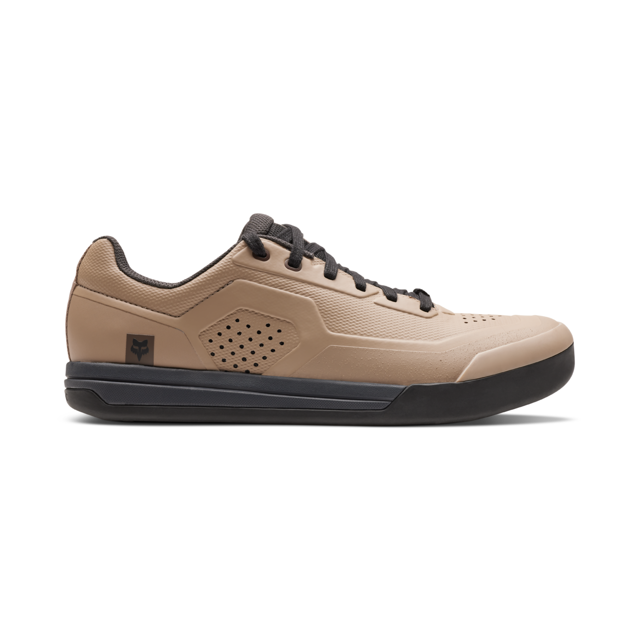 Fox Racing Union Flat MTB Shoes in mocha tan colorway with black sole and laces