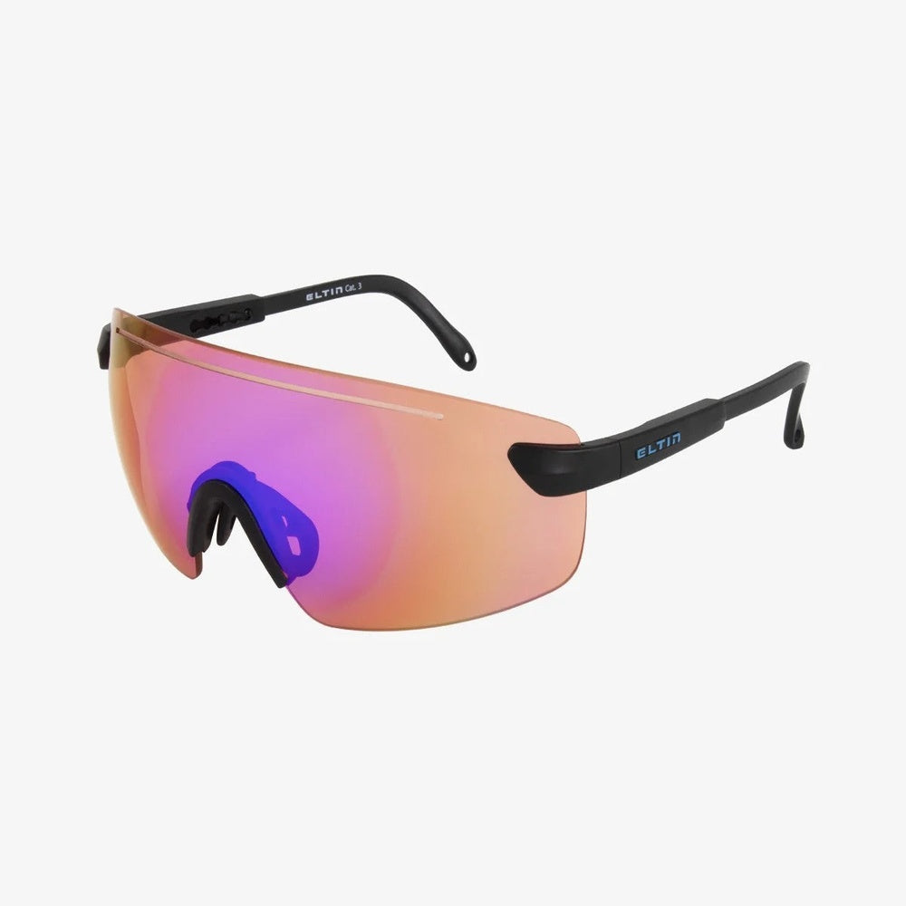 Eltin Nexum sport sunglasses with matte black frame and colorful mirrored lens
