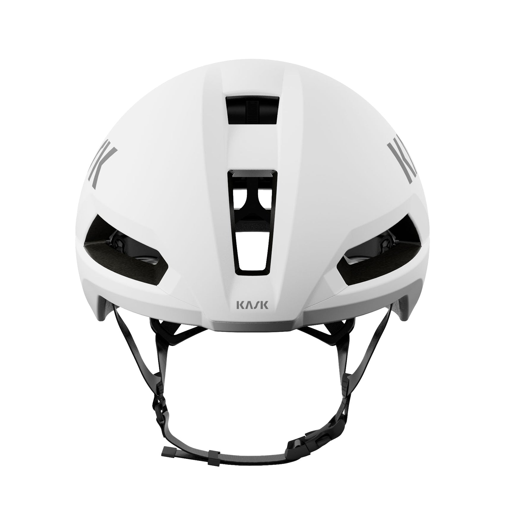 Kask Nirvana helmet in white matte finish, front view showing aerodynamic design and ventilation