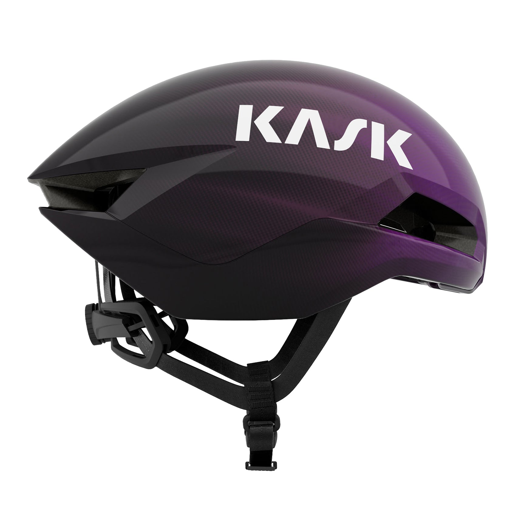 Kask Nirvana aerodynamic cycling helmet in ultraviolet purple gradient finish with professional side view