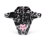 Fox Racing mudguard in black and white marble pattern with pink fox logo