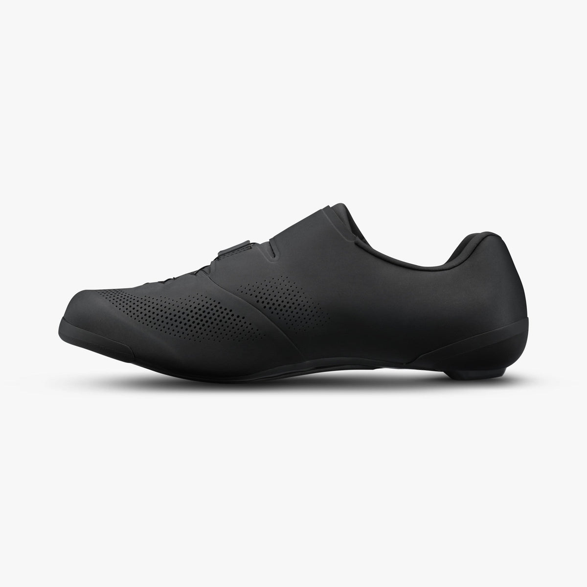 Shimano RC703 road cycling shoe in all-black with BOA closure system, lateral view