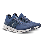 On Cloudswift 3 running shoes in denim blue with white CloudTec sole