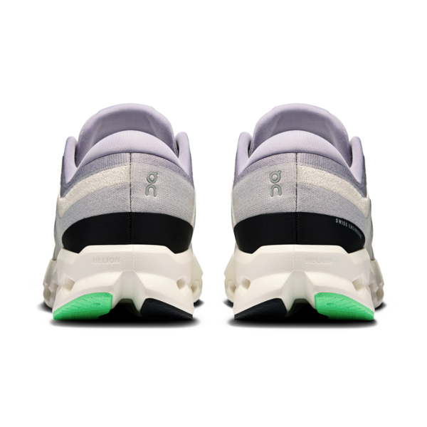 On Cloudsurfer 2 women's running shoes in lilac and ivory colorway, rear view