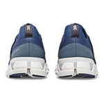 On Cloudswift 3 running shoes in denim blue colorway, rear view showing heel design