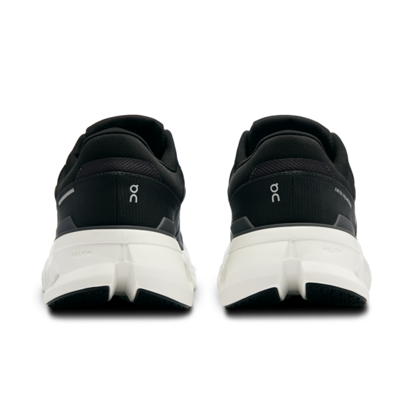 On Cloudrunner 2 men's running shoes in black with white sole, rear view