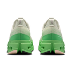 On Cloudsurfer Max women's running shoes in mineral/honeydew colorway, rear view showing green gradient design
