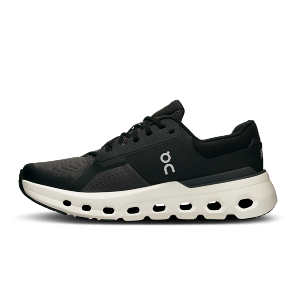 On Cloudrunner 2 men's running shoe in black with distinctive white CloudTec sole