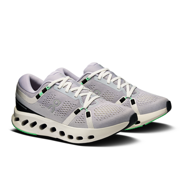 On Cloudsurfer 2 women's running shoes in lilac and ivory colorway