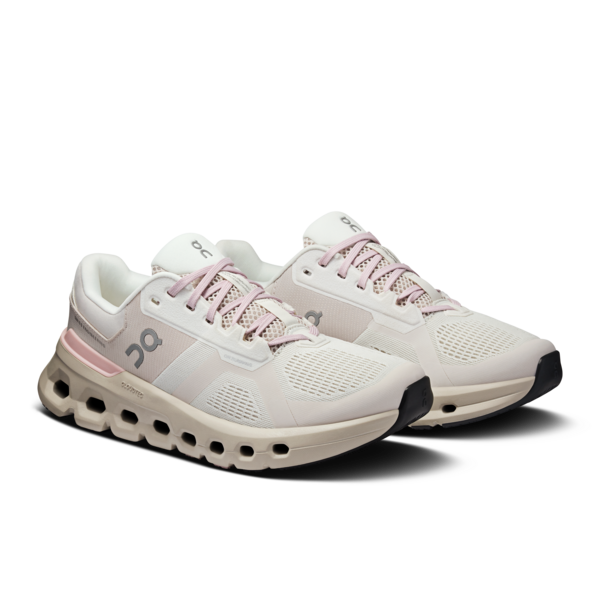 On Cloudrunner 2 women's running shoes in silver and mauve colorway