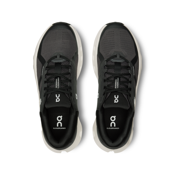 On Cloudrunner 2 running shoes in eclipse black colorway top view