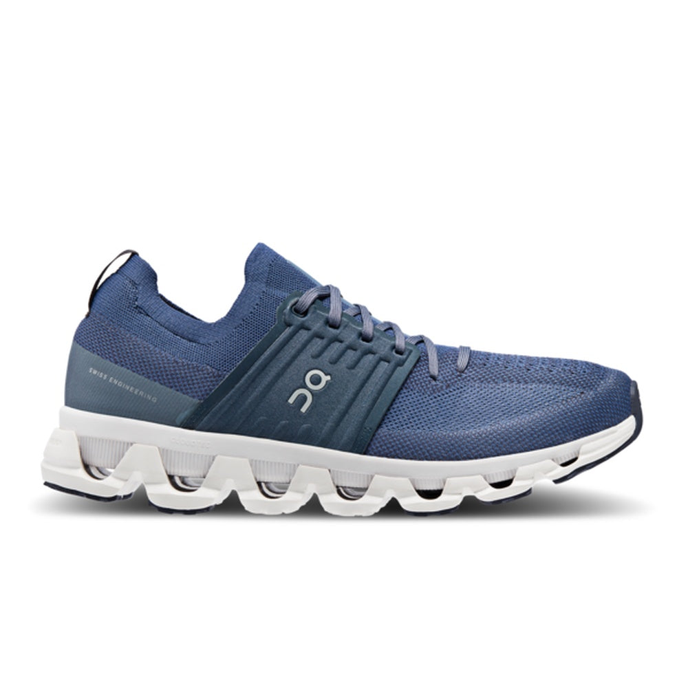 On Cloudswift 3 men's running shoe in blue with distinctive white CloudTec sole