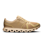 On Cloud 6 running shoe in chai and sand colorway on white background