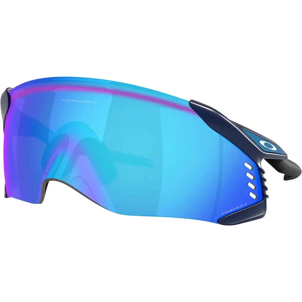 Oakley Kato cycling sunglasses with matte navy frame and blue mirrored lens