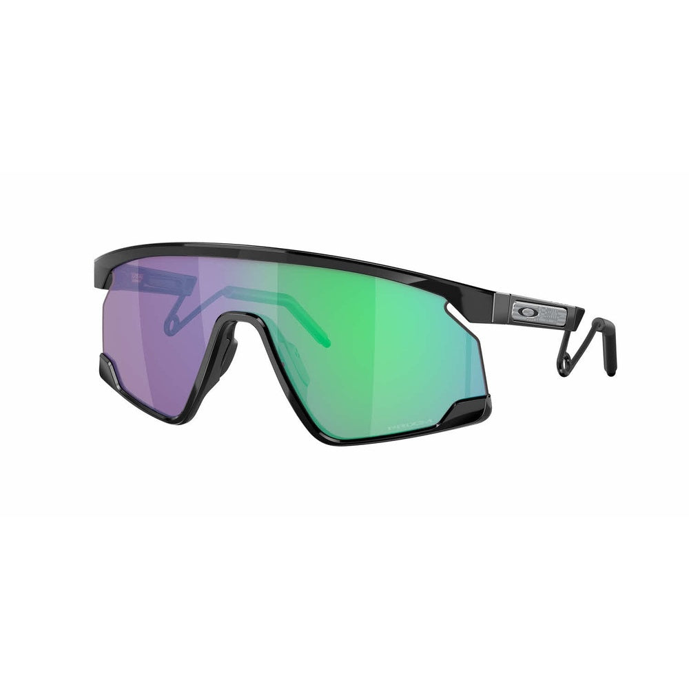 Oakley BXTR Metal sunglasses in matte black frame with green-blue iridescent PRIZM Jade lens
