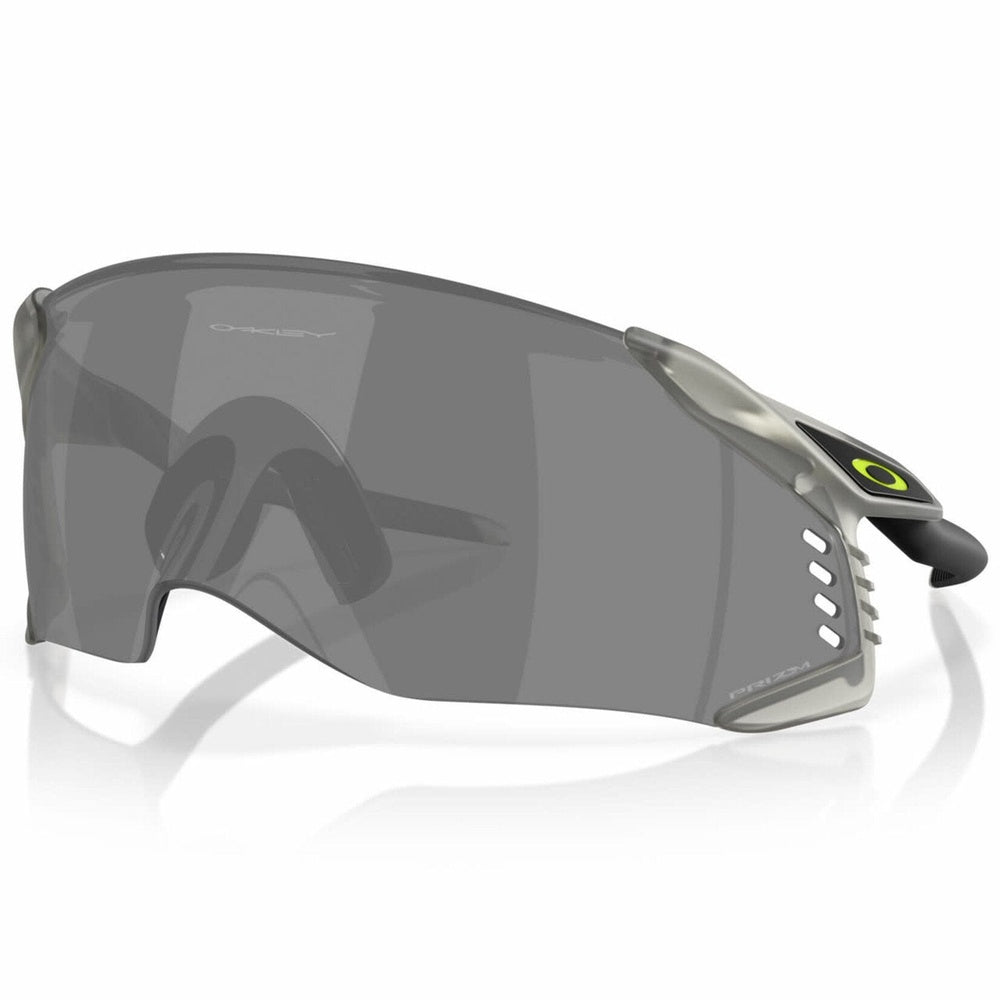 Oakley Kato sunglasses with matte grey frame and dark Prizm lens on white background
