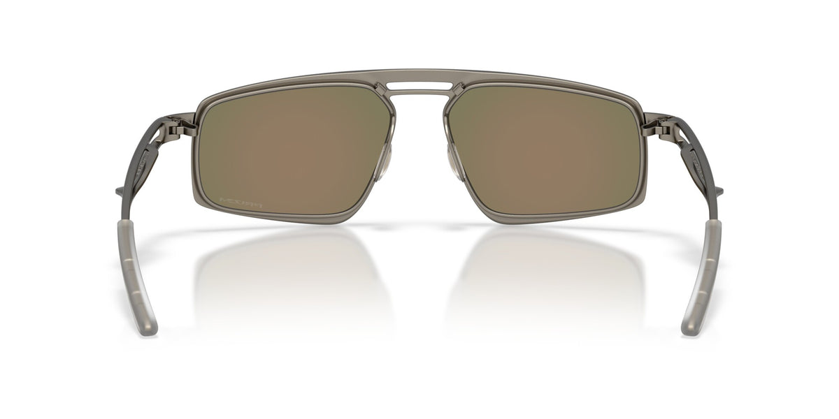 Oakley Bushwick sunglasses rear view showing gunmetal frame and Prizm Ruby lenses interior