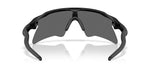 Oakley Radar EV Heater sunglasses rear view showing matte black frame and dark polarized lens interior