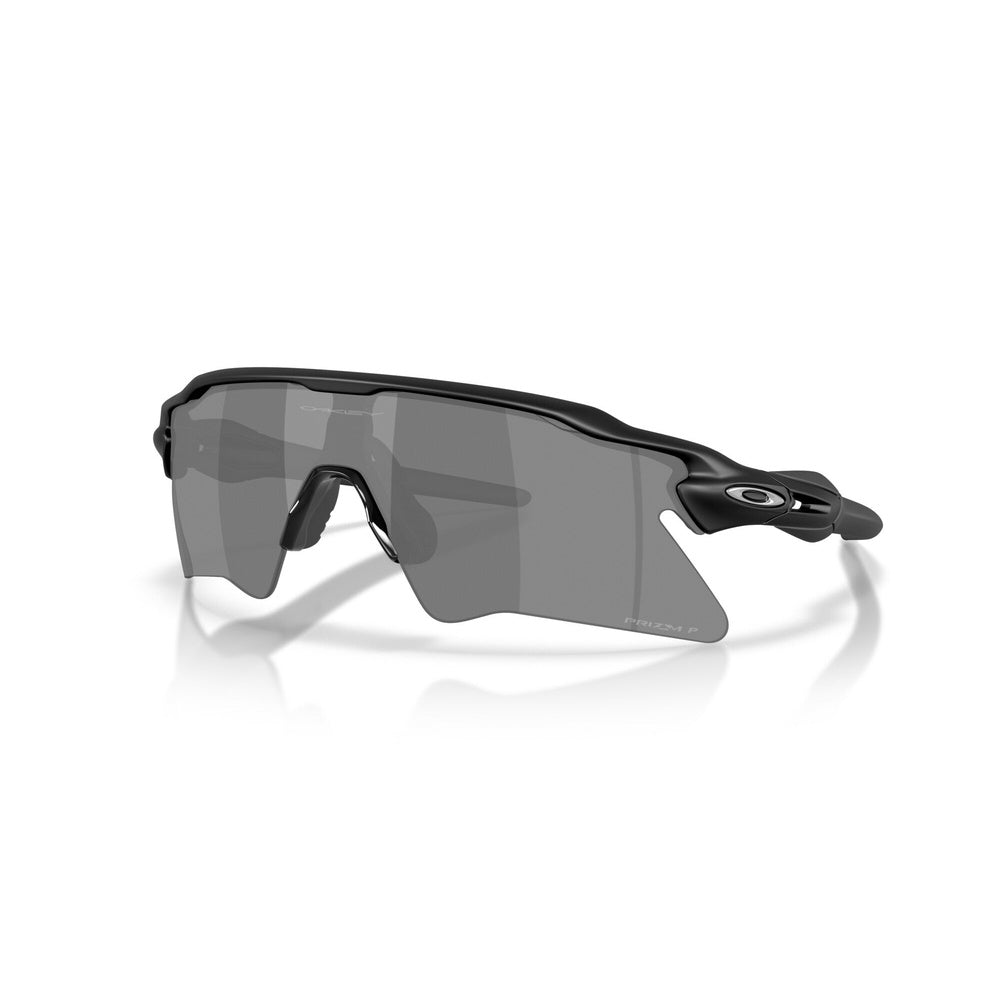 Oakley Radar EV Heater sunglasses in matte black frame with Prizm Black Polarized lenses