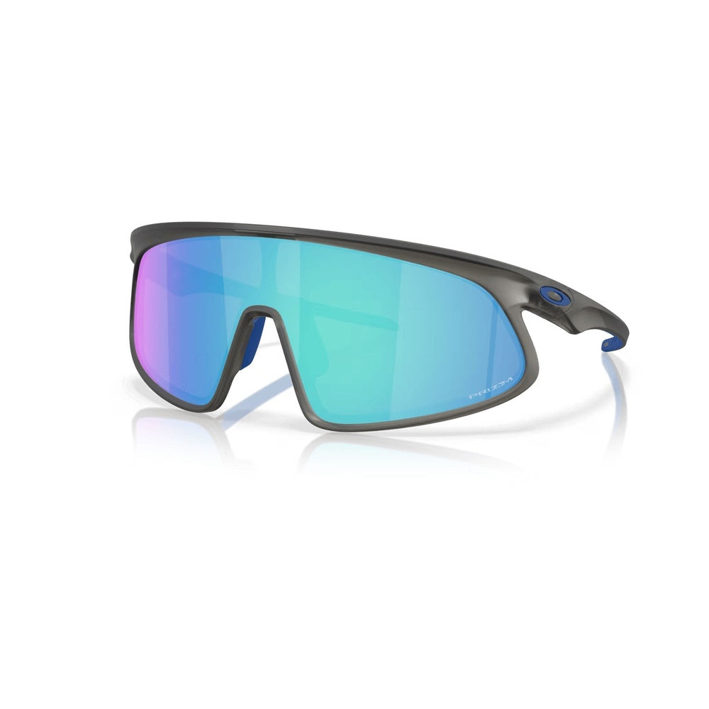 Oakley RSLV sunglasses in matte carbon frame with photochromic blue-green lenses