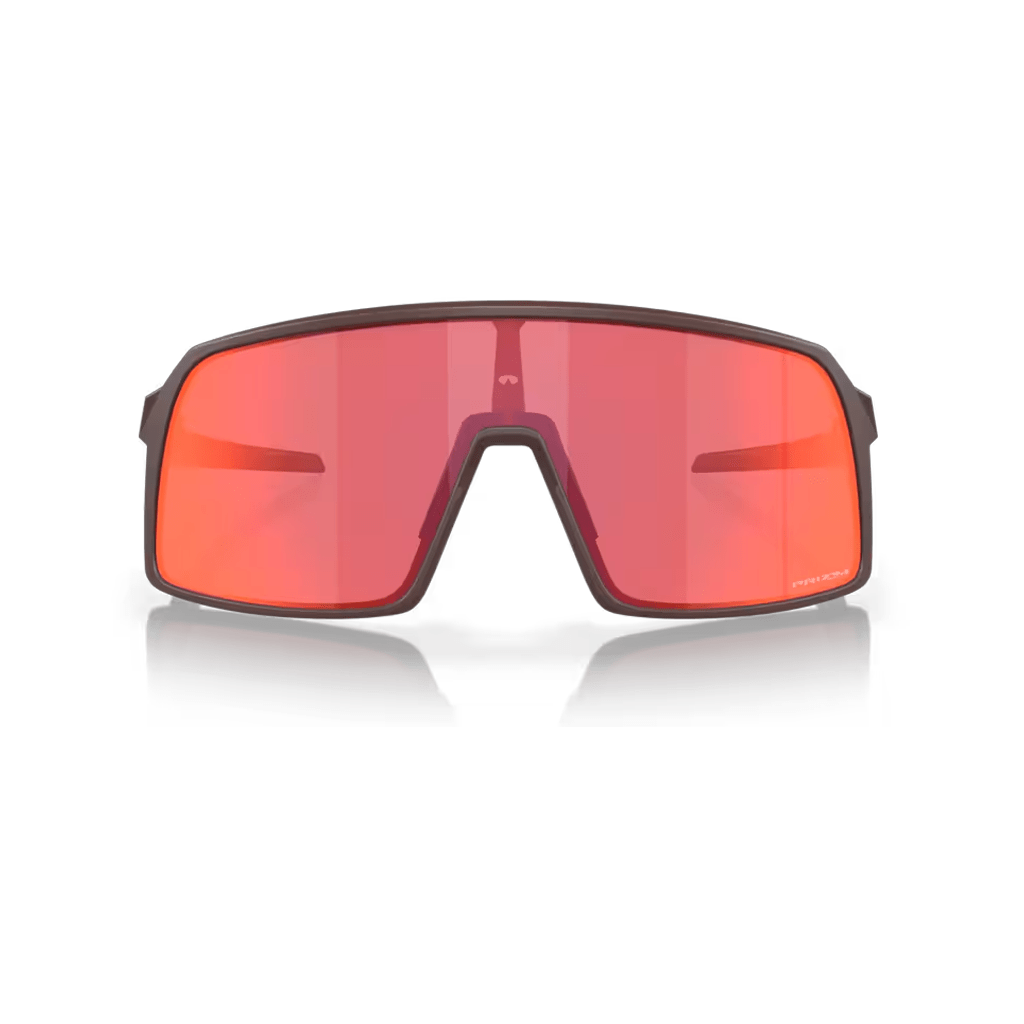 Oakley Sutro sunglasses with matte grenache frame and orange-red Prizm Trail Torch lenses