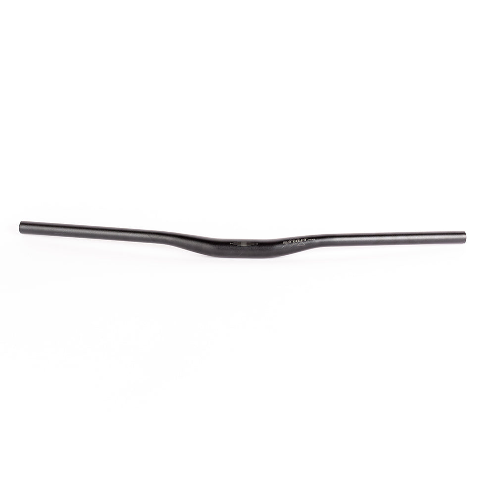 Black Specialized mountain bike handlebars on clean white background