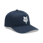 Fox Racing navy blue flexfit baseball cap with white embroidered fox head logo