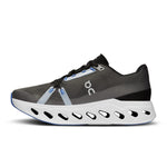 On Cloudeclipse running shoe in dark gray with blue accents and white CloudTec sole