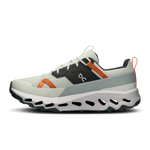 On Cloudhorizon men's running shoe in aloe green and frost colorway with orange accents