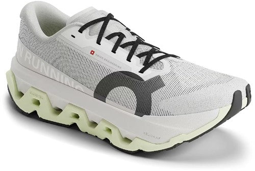 On Running Cloudmonster running shoe in light gray and white colorway