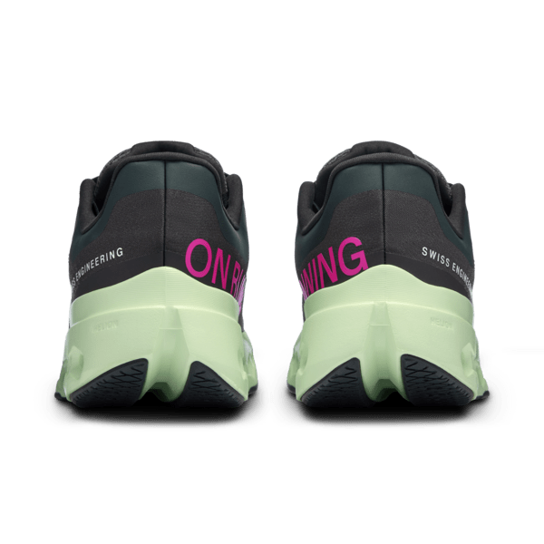On Cloudsurfer Next women's running shoes in black with lime green sole