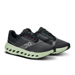 On Cloudsurfer Next women's running shoes in black with lime green sole