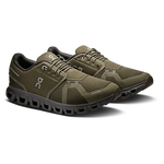On Cloud 5 men's running shoes in olive green with black CloudTec sole