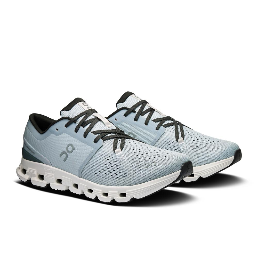 On Cloud X 4 men's running shoes in glacier blue and stone colorway