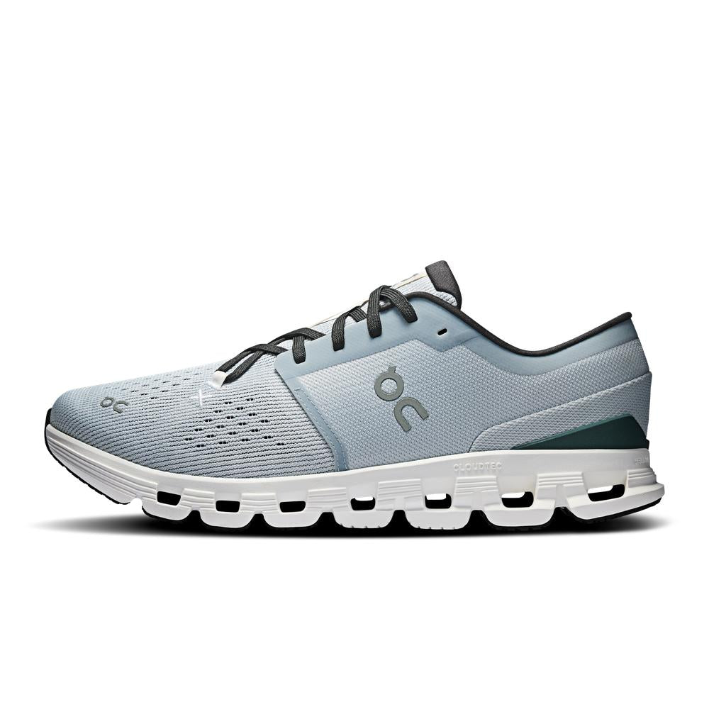 On Cloud X 4 running shoe in glacier blue and stone colorway
