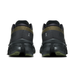 On Cloudmonster 3 men's running shoes in olive and eclipse colorway, rear view