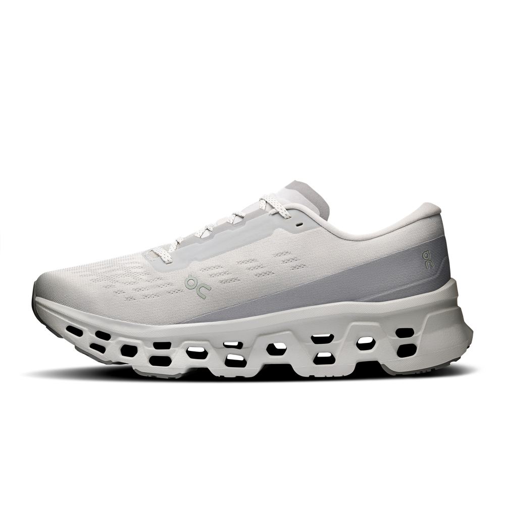 On Cloudmonster 3 running shoe in wolf gray colorway with signature cloud sole