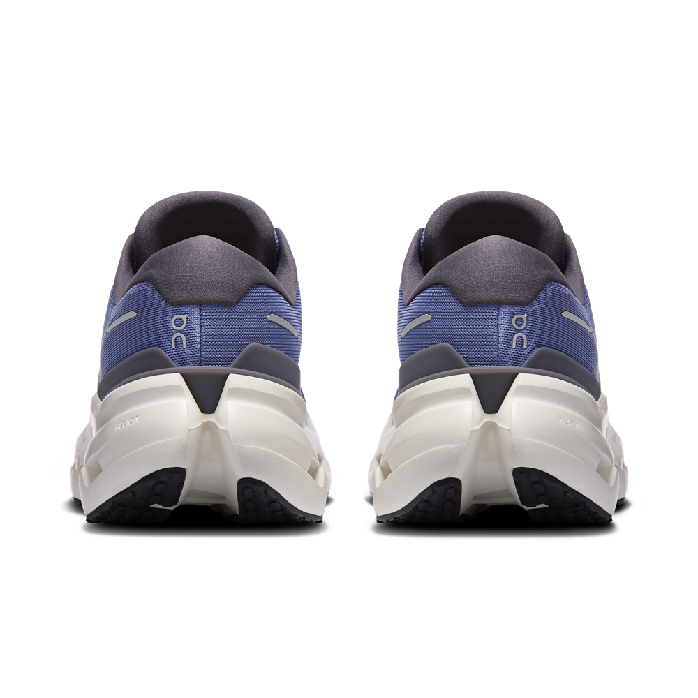 On Cloudrunner 3 running shoes in sailor blue and ivory colorway, rear view