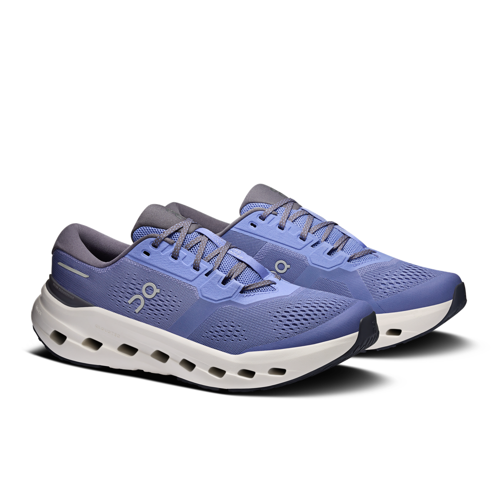 On Cloudrunner 3 running shoes in blue and white colorway with signature cloud sole
