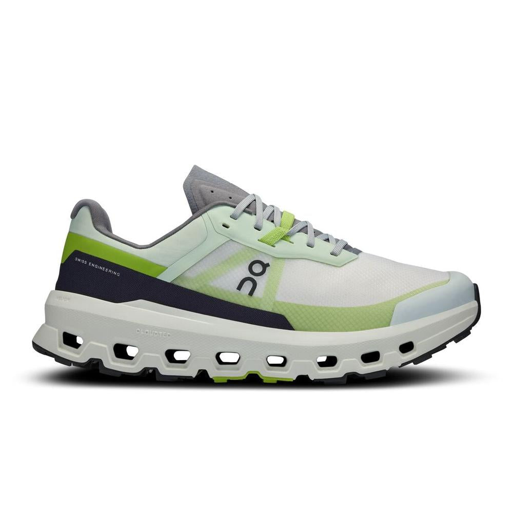 On Cloudvista 2 running shoe in lima/kiwi colorway with distinctive cloud sole