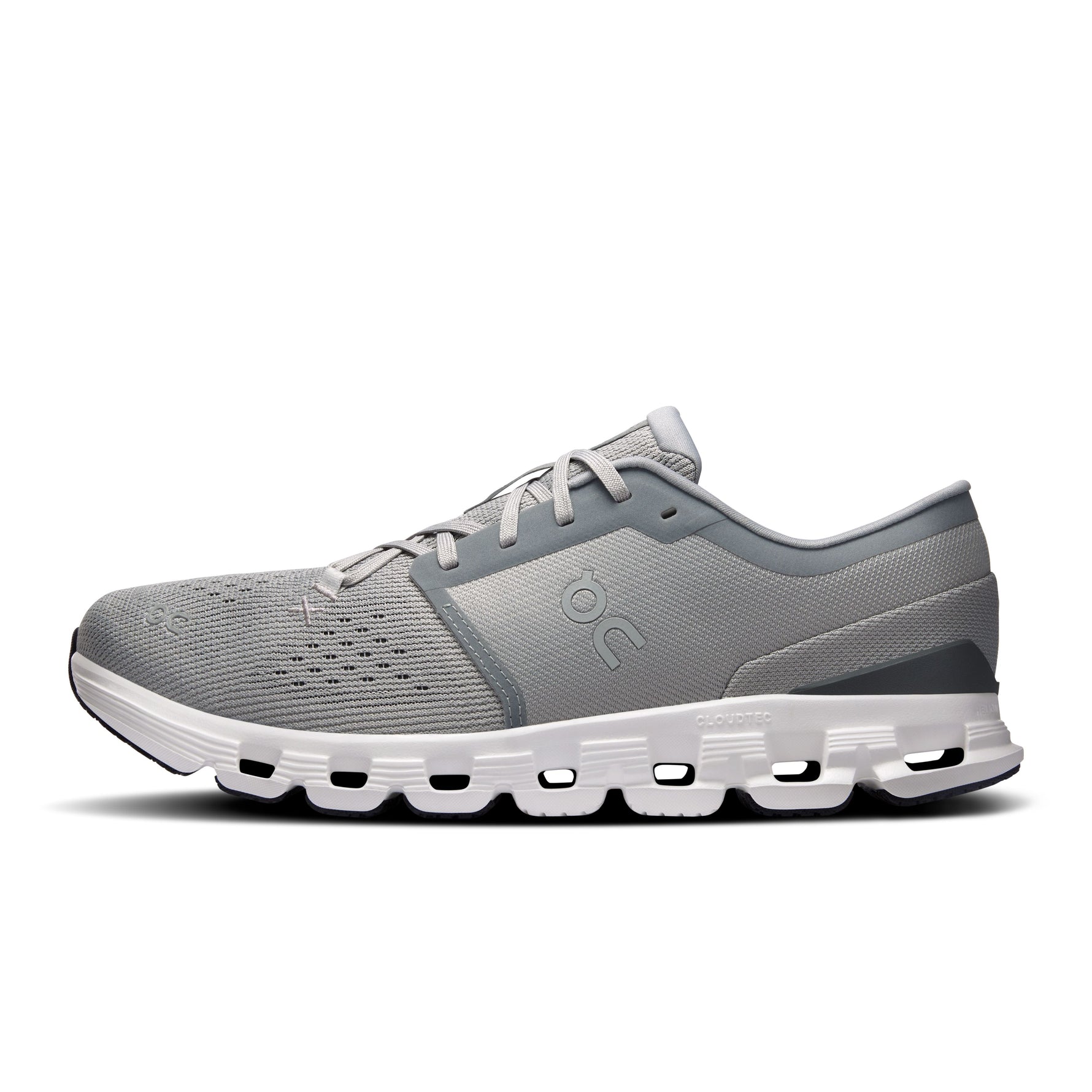 On Cloud X 4 men's running shoe in alloy gray with white CloudTec sole