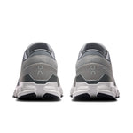On Cloud X 4 running shoes in alloy grey and ivory, rear view showing heel design