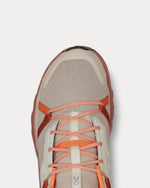 On Cloudhorizon running shoe in fog and mahogany colorway with orange laces