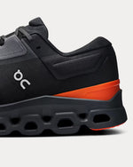 On Cloudstratus 3 running shoe in Eclipse black with orange Flame accent stripe